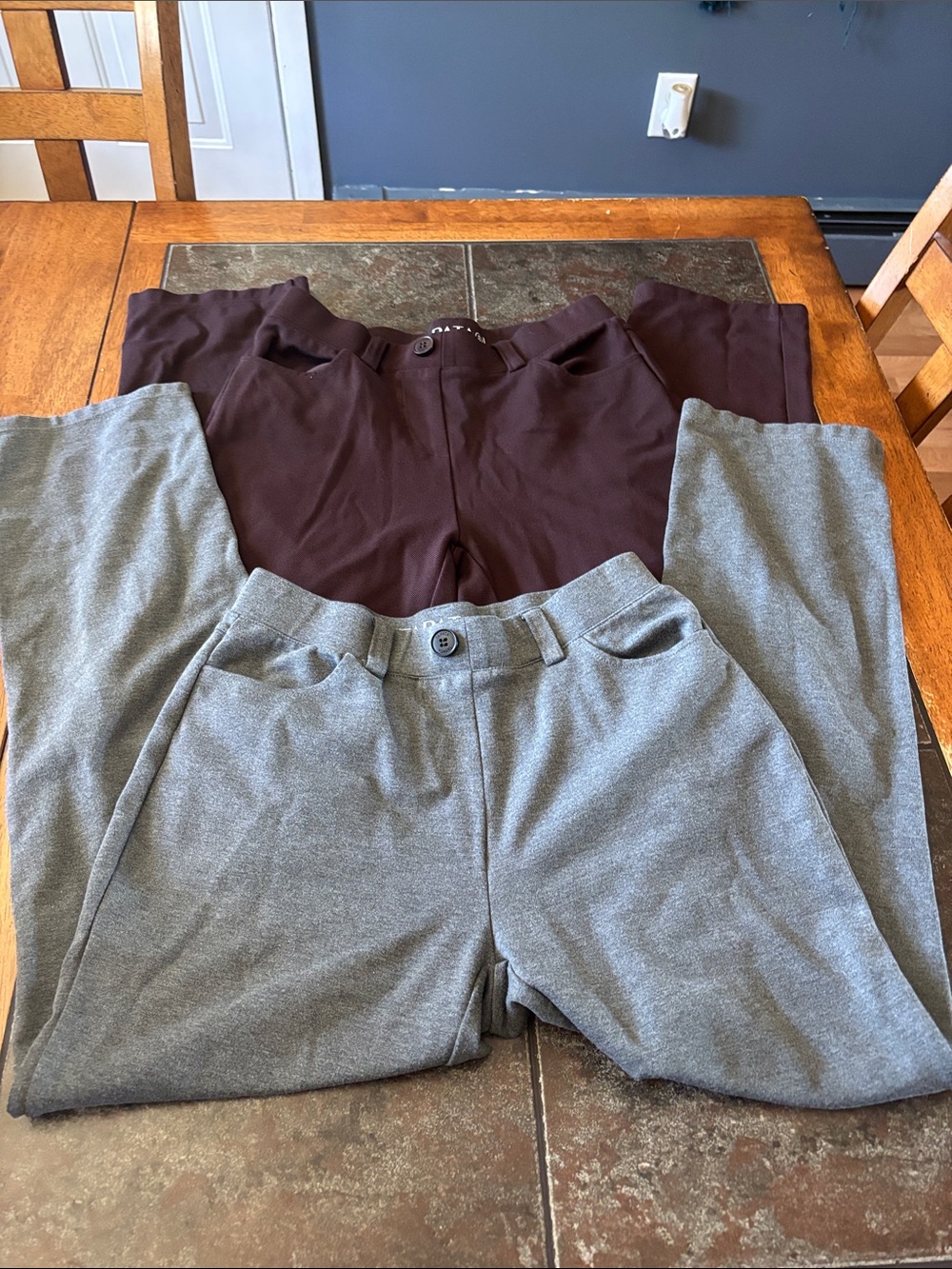 Lot of 2 Straight-Leg Pull-On Pants in Gray and Brown -Tapata